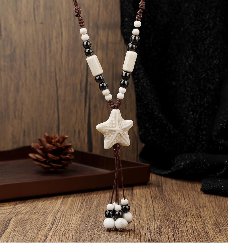 DS Boho Beaded Necklace for Women–Colorful Ceramic & African Tribal Beads, Adjustable Long Chunky Bohemian Jewelry with Gift Box Packaging,Hippie Witchy Vintage Handmade Fashion Statement Necklace - Image 2